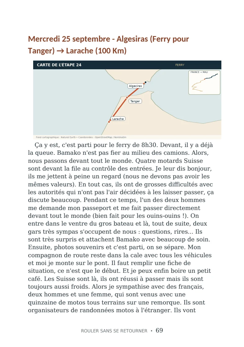 Carte de la traversée entre l’Espagne et le Maroc