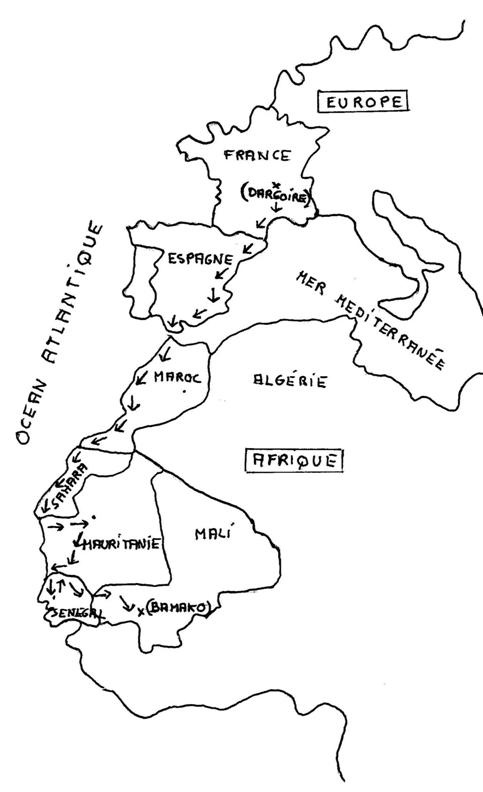Carte originale de l’itinéraire France–Mali